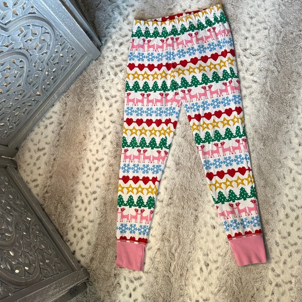 Boden Kids rainbow holiday pajama pants girls size 11 Christmas tree reindeer